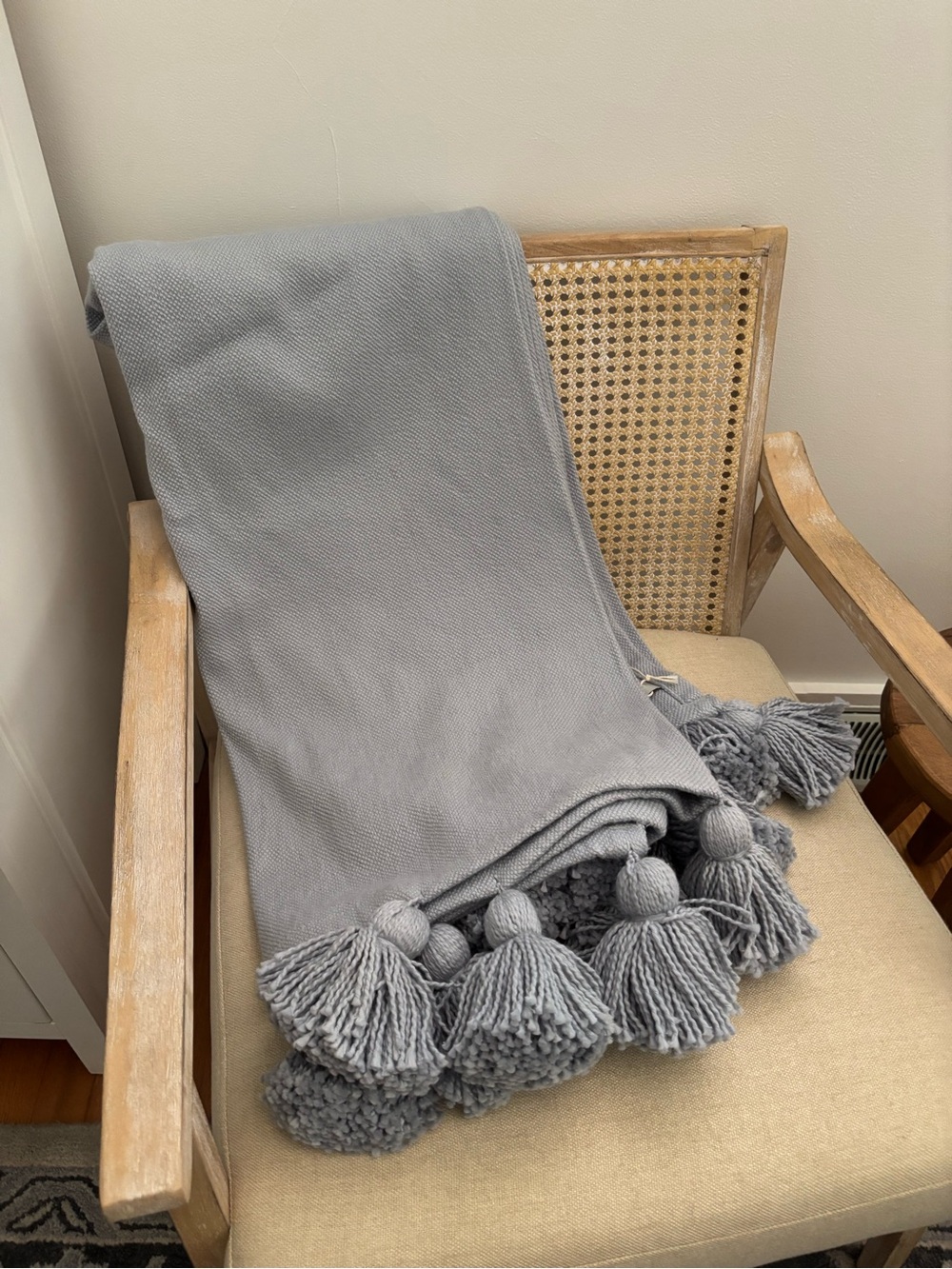 Light Coastal Blue Tassel Throw Blanket - Home Accents
